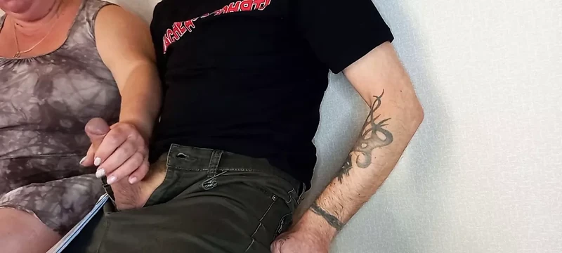 a woman saw my cock and jerks it off