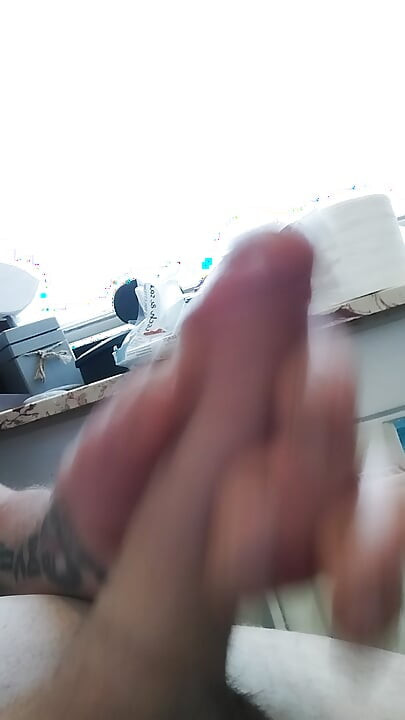 Young uncircumcised gardener jerks off at work