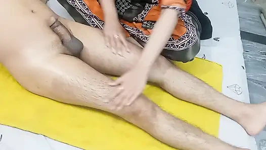 Indian Husband Beautiful Wife Big Dick Massage and Fingering Cream Cumshot in Wife Hand