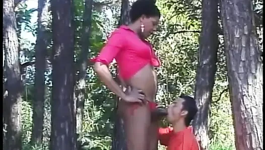 Brown-skinned tranny gets bent over and banged hard doggystyle
