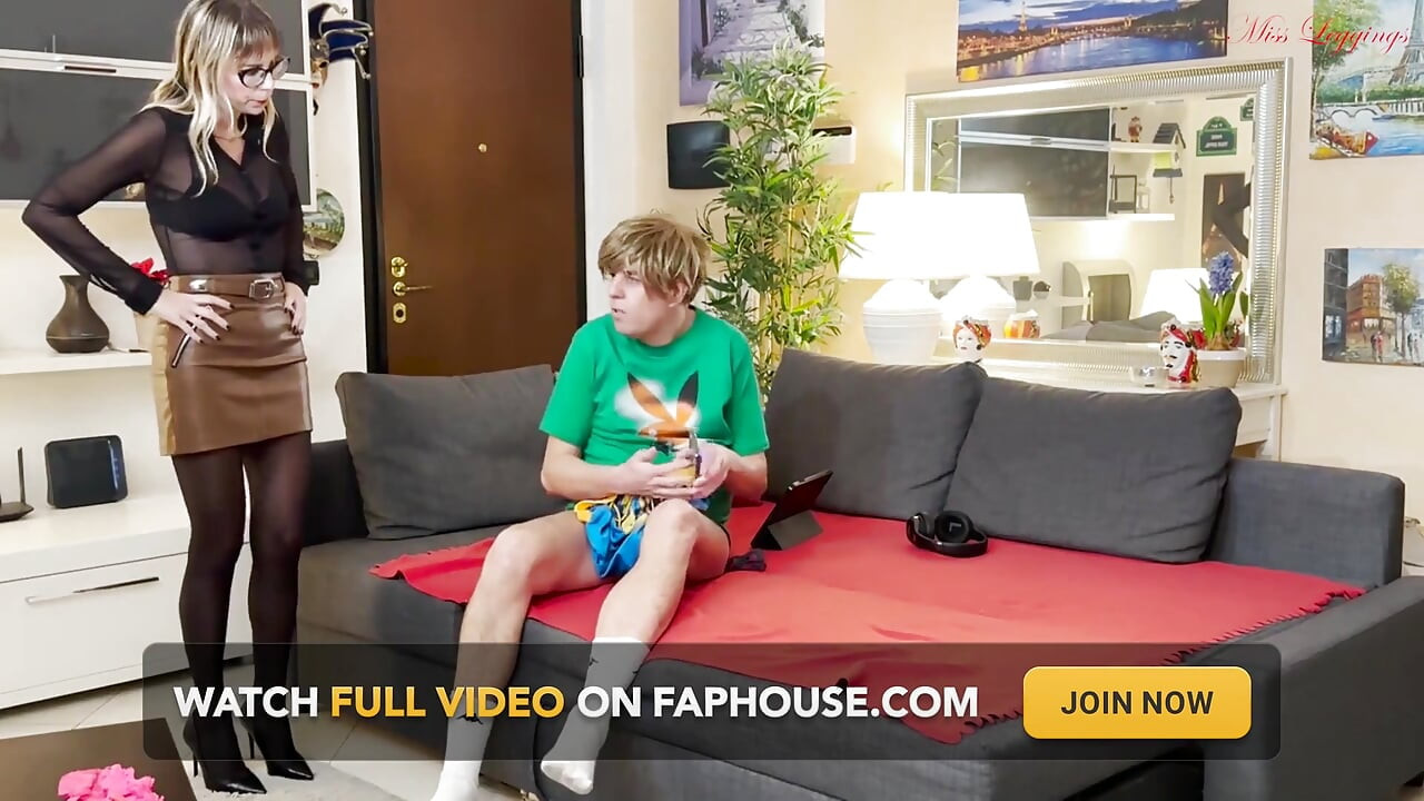 Stepaunt Is Upset Catching Her Stepnephew Secretly Masturbating with His Panties