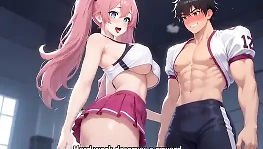 Nach dem großen spiel sexy college-cheerleaderin geben fick-belohnung, um kapitän-animation