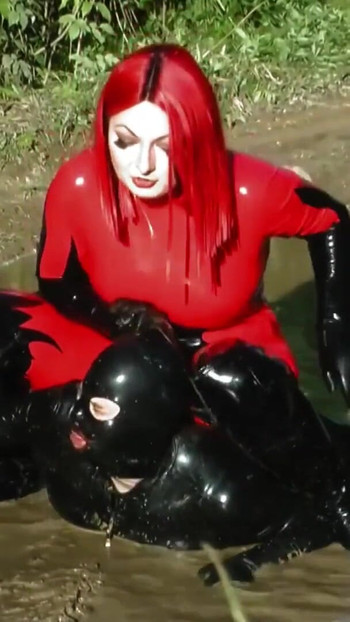 Unforgettable moment from "My Latex FemDom (very old) movies. Rubber Catsuits and Verbal Humiliation with JOI (Arya Grander)"
