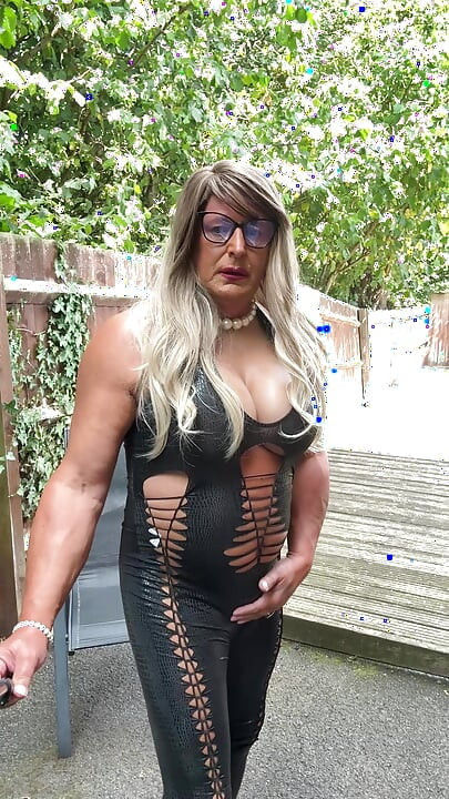 Sexy Crossdresser kellycd2022 in black pvc catsuit and heels