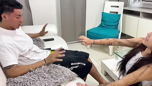I wake up my stepbrother in the middle of the night to fuck her really hard and cum inside her ass.