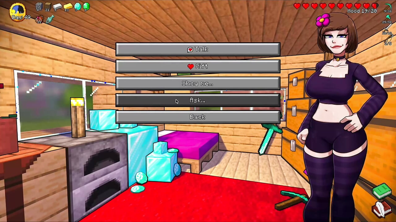 HornyCraft Minecraft paródia - Jenny dögös lábmunkát ad Steve-nek egy gyémántért! (Hentai játék játékmenet)
