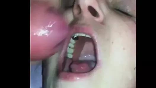 Milf sprayed in the mouth and she swallowed the tasty cum.