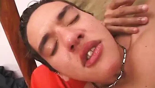 Latina whore gets pussy fucked by bisexual stud while other stud has cock in ass