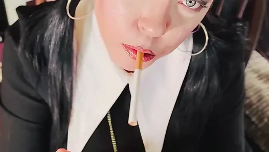 Wednesday Addams Smokes A Cigarette For Her Ghouls! Tina Snua Smoking A Cork Cig - OMI Snap Inhales OME Drifting