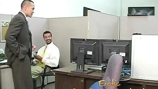 Femdom milf jizzed on feet after slave jerking his black cock