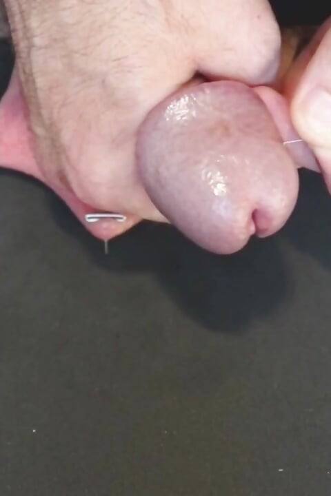 Cumming with needles in my cockhead and sack