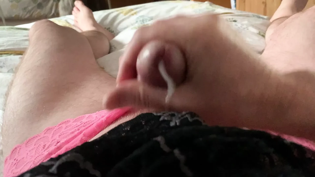 Caught wanking and cumming in wife's panties