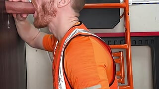 Hung Group Gloryhole Creampie, Ginger Tradesman Takes 3 XXL and loads  Cocks.