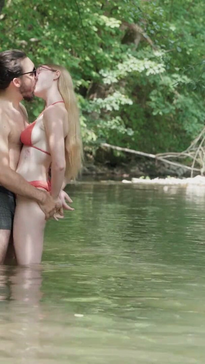 Wet Outdoor River Sex: POV Doggy, Cowgirl & Messy Belly Cumshot - Real Amateur Couple | Clip 1