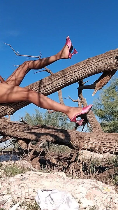 Beautiful little femboy strips naked in public with dress and pink heels very hot enjoy her | Clip 2