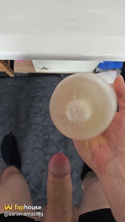 Full View Stroking My Hard Cock in a Clear Fleshlight Stroker!