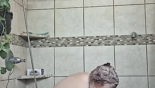 Big Beauty Nurse Vicki Taking a Mud Treatment in My Shower!
