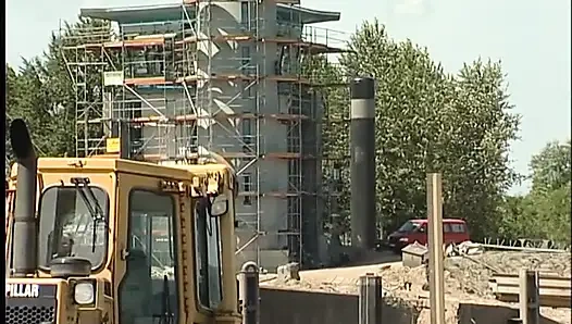 Busty redhead teen lifting dress outdoors