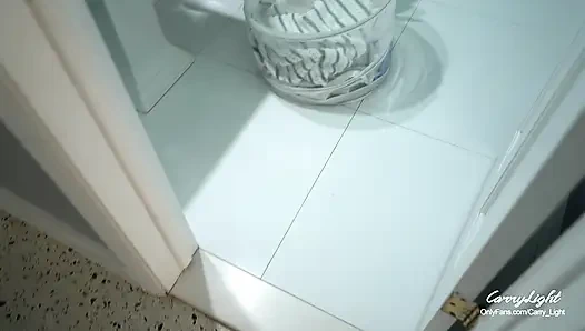 Step Mom caught Step Son jerking off and help him to cum quick while He is not home CarryLight MILF