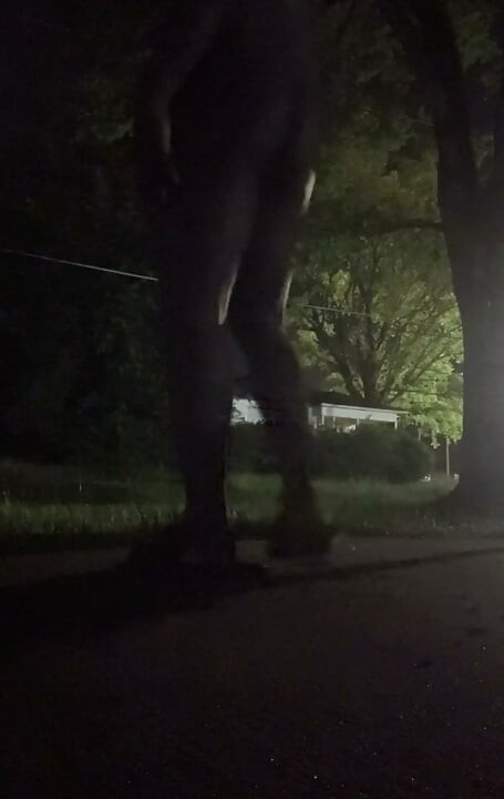 Fooling Around At Night Outside On The Sidewalk Fully Naked Part 2