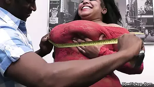 Busty huge ass fatty takes big black dick from behind