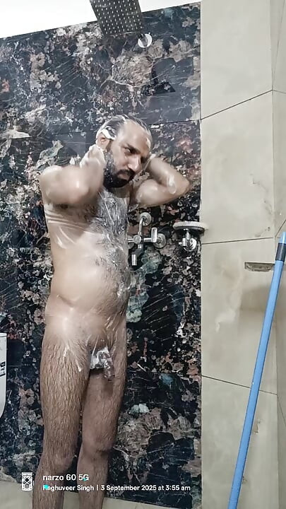 Indian Desi man take a shower