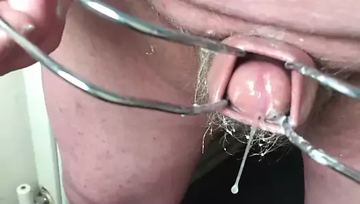 Foreskin with squirty cream and big cumshot
