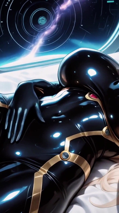 Sexy Space Girl in Tight Latex Gets Deepthroated and Massive Facial in Futuristic Room