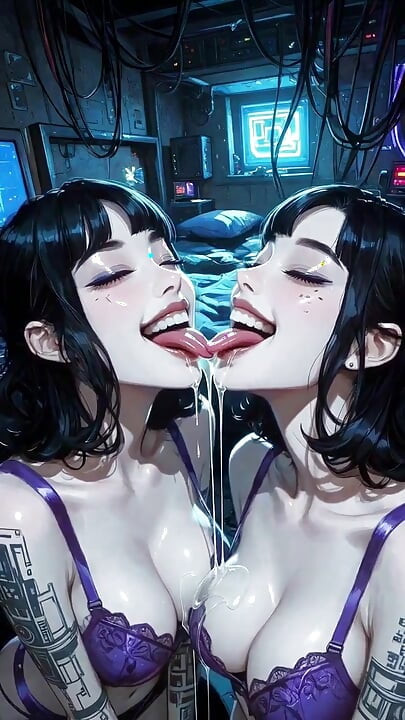 Lesbians Tongue and Kiss Fetish, Ai Animation
