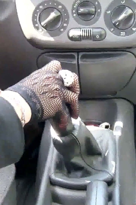 Sensual Treat of Shift Stick in Black Pumps with Sexy Metal Heels