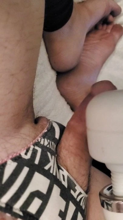 Semi hard vibe and cum in panties