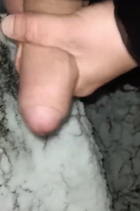 Touching Snow with Cock, Pee and Cum in Snow