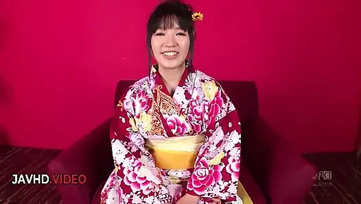 Chiharu's Sexy Kimono Seduction Ends with Ecstatic Asian Creampie Threesome