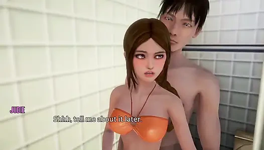 Herry ve Judie hayatta bir kez umumi banyoda yarak ve amcığını ovuyor