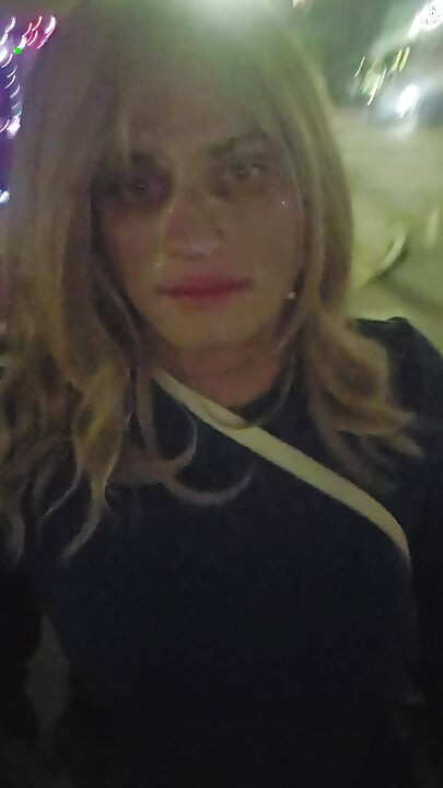 Sissy has to walk home with a huge load of cum of her face, humiliating cumwalk