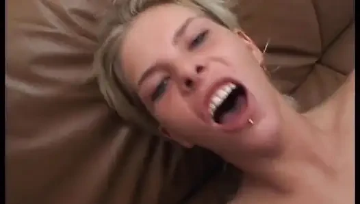 Small tit blonde wearing high heels gets ass fucked in irr gangbang