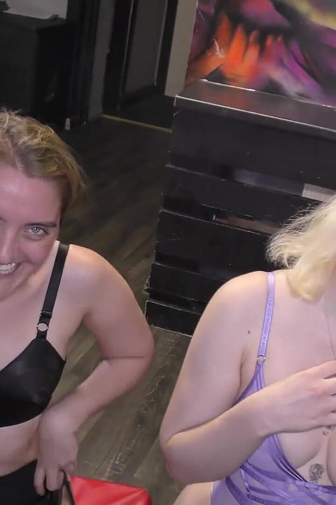 Lusty Young Sluts Tamsin and Sunflower Suck Cock in a Bukkake