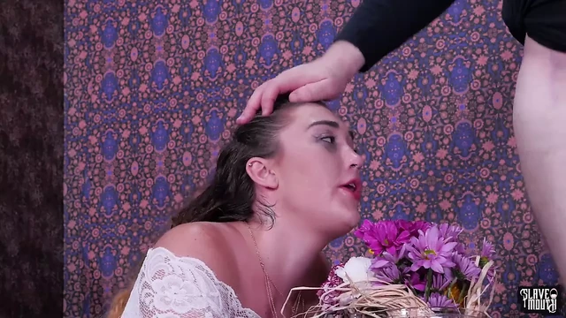 Flower girl gets brutally face fucked and fed man ass