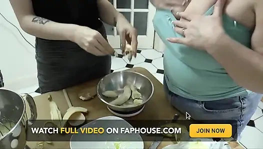 Lesbian naked dirty cooking