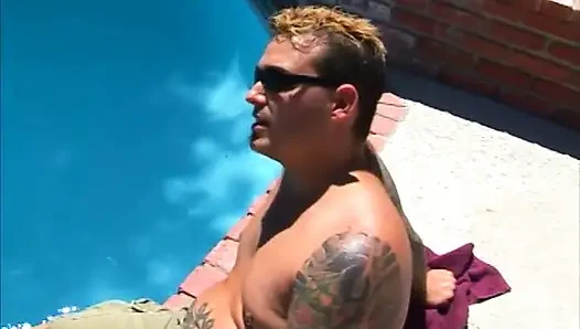Vivacious brunette getting cum on her natural tits after an outdoors dick sucking session