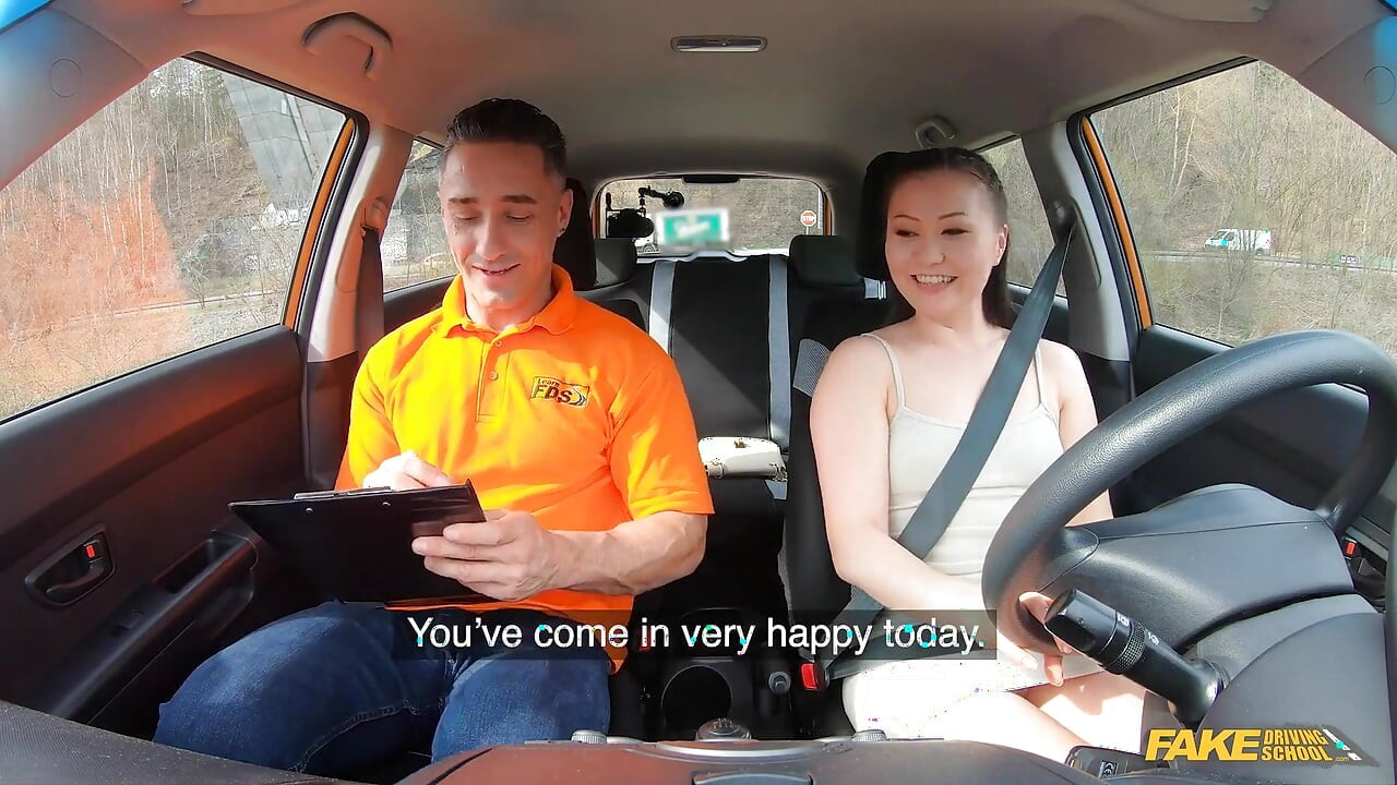 Fake Driving School - Asian Learns How to Drive Stick and Takes Big Load