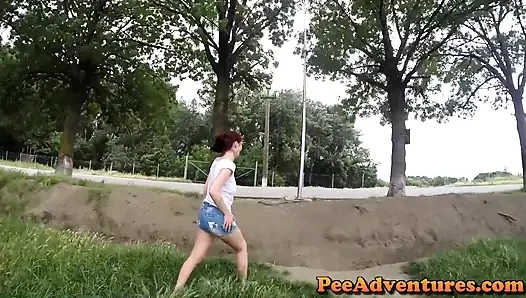 Stripping on the street after peeing