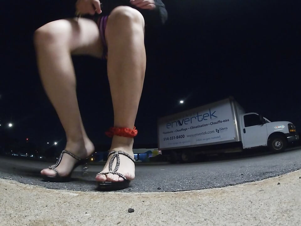 Sissy Older TV is on an Outdoor public adventure wants to suck Truck drivers