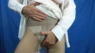 Gigantisches BBW-Baumwollhöschen & BH, mit Strumpfhose & Slip