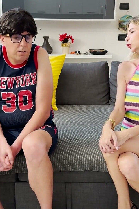 Uninhibited Stepmom Tricks Stepson's Naïve Friend to Pay His Stepsister's Debts with His Cock