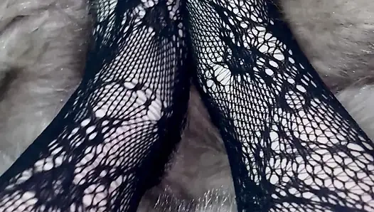 Playing with My Legs in Sexy Stockings and Heels