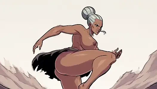 Çizgi film sahnelerinde atletik kadınlar