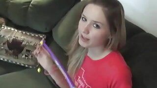 Kitty cumming on the couch fingering pussy