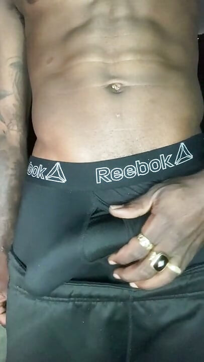 BBC in grey underwear strokes cock until he explodes on his hands