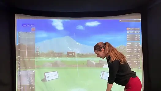 Trying to Golf in a Simulator with My Lush in! Trying Not to Cum While I Swing!